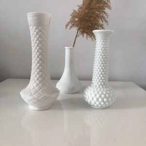 3pc Milk Glass Vases - Mid-Century Modern/Boho